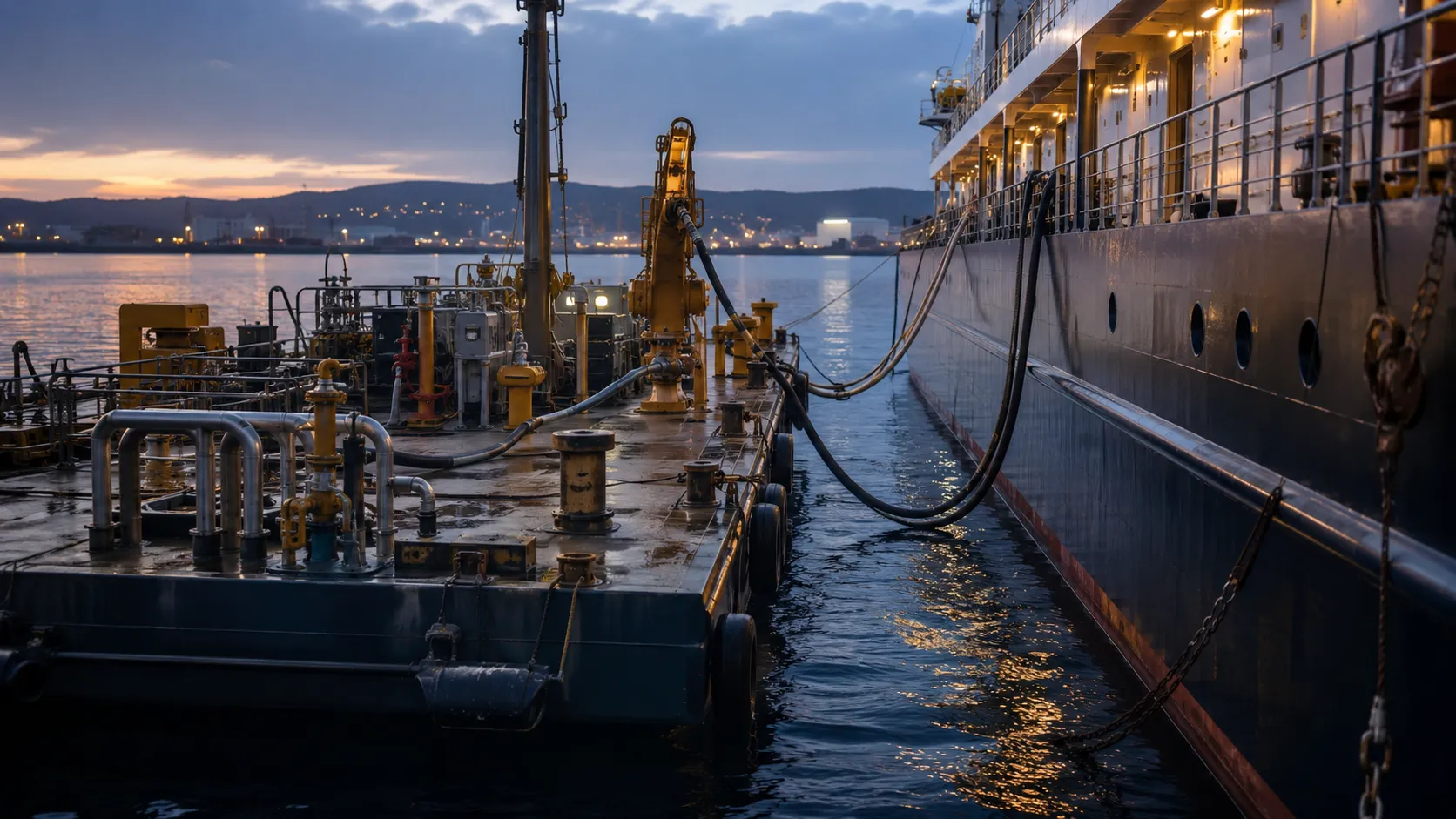 Barge-, Kraftstoff-, Frischwasser- und Schmierstoffversorgung